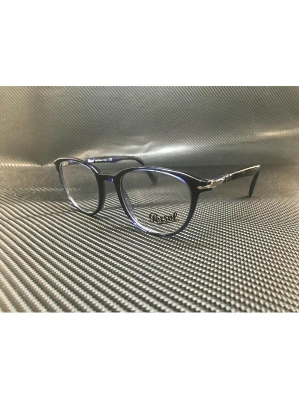New Persol Men  Blue Striped Eyeglasses  48- 19-